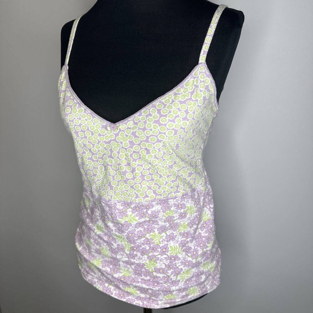 Vintage Avenue Body Y2K Floral Cami Tank Top V Neck Mesh Trim Camisole 26/28 3X